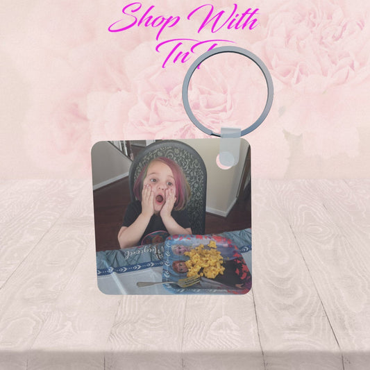 Custom Photo Double Sided Keychain Personal Business Gift Keepsake.
