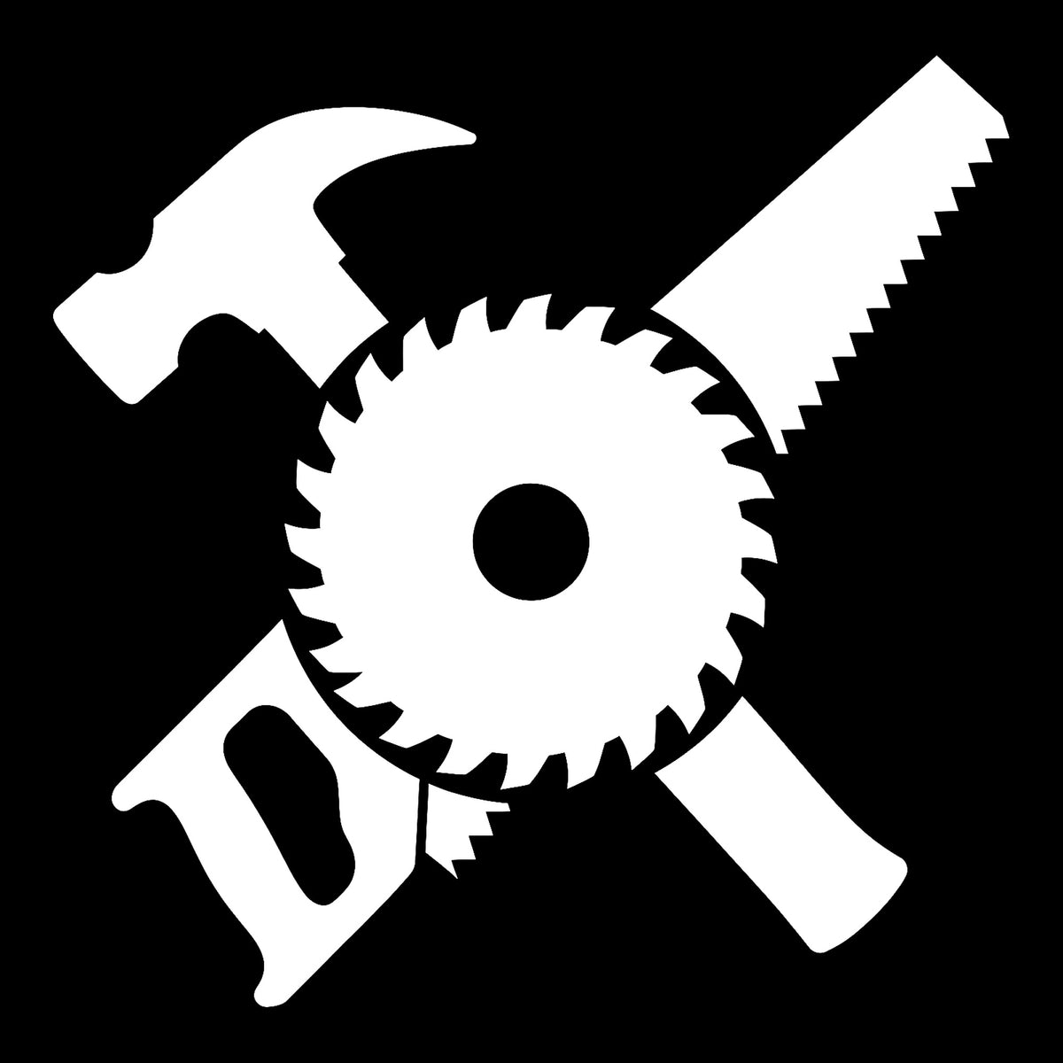 Carpenter decal in white on a black background