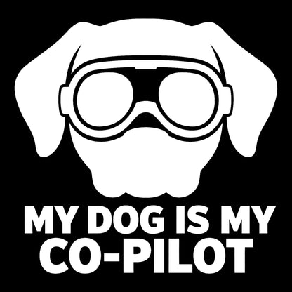 Dog Co-Pilot decal in white on a black background