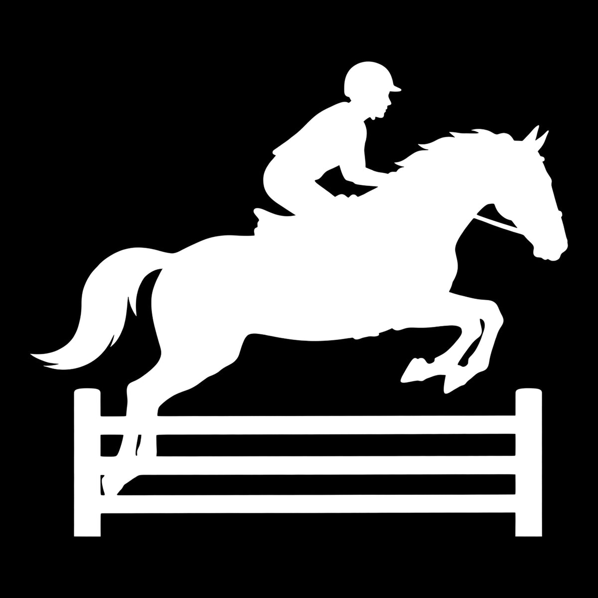 Show Jumper Horse decal in white on a black background