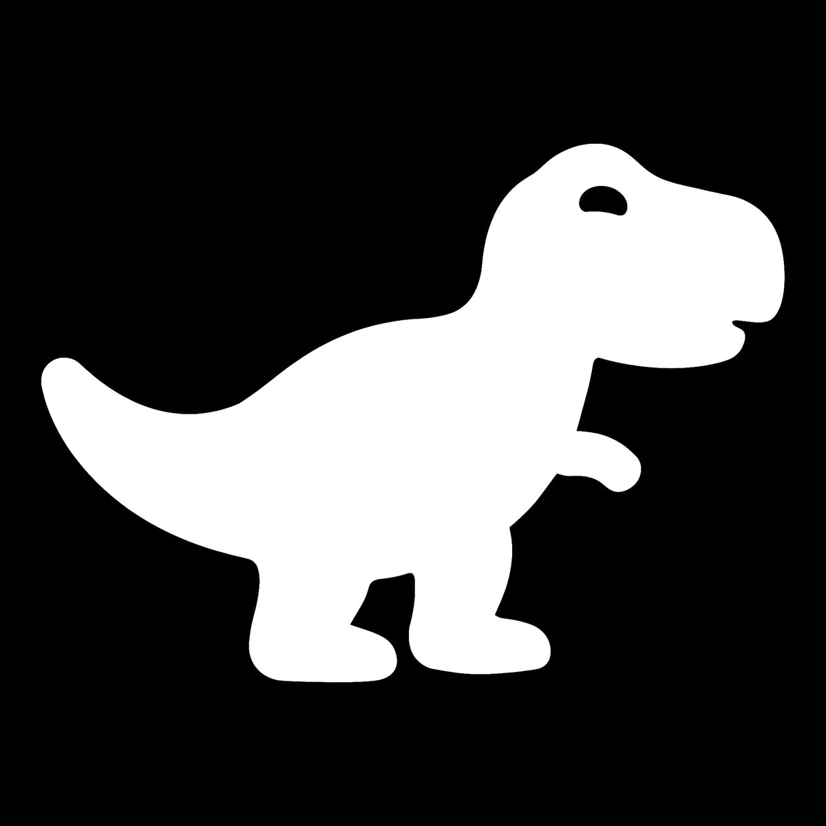 T-Rex decal in white on a black background