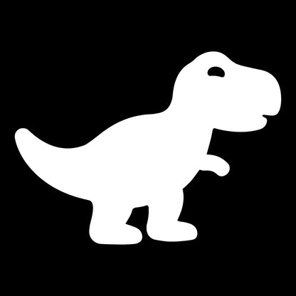 T-Rex decal in white on a black background