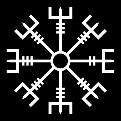 Vegvisir decal in white on a black background