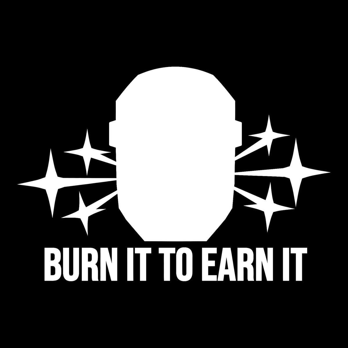 Welder decal in white on a black background
