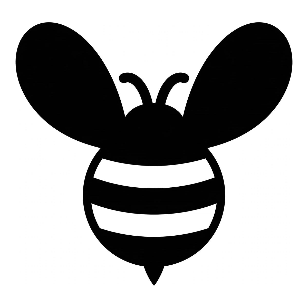 Bee decal design in black on a white background