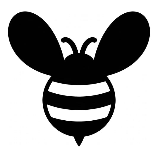 Bee decal design in black on a white background