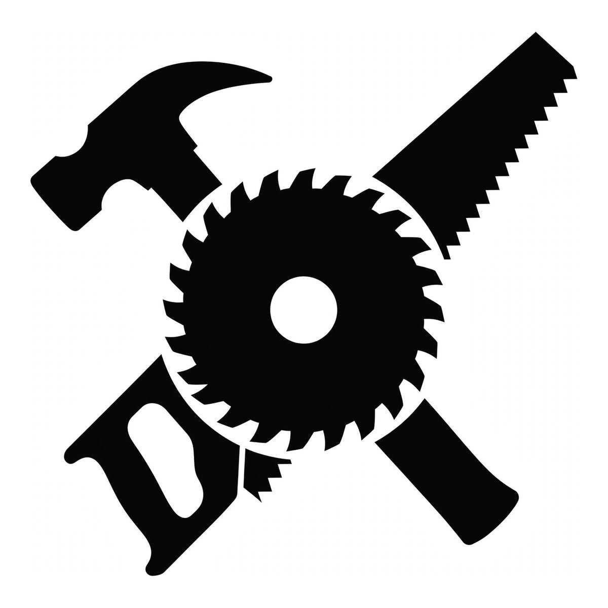 Carpenter decal design in black on a white background
