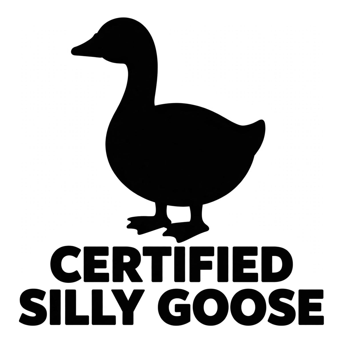Certified Silly Goose decal design in black on a white background
