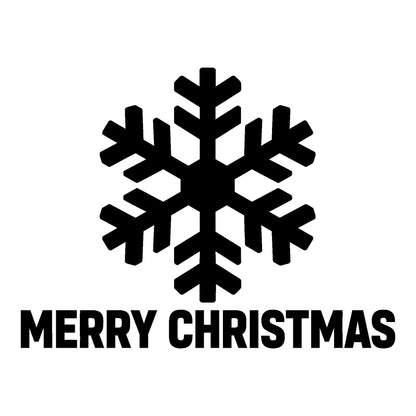Merry Christmas Snowflake decal design in black on a white background