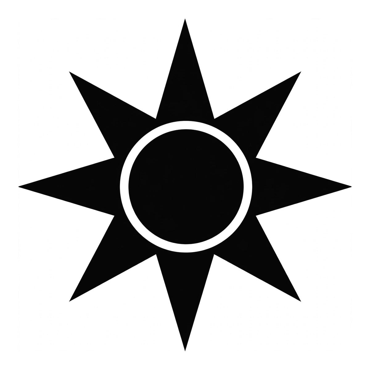 Compass Rose decal design in black on a white background