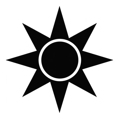 Compass Rose decal design in black on a white background