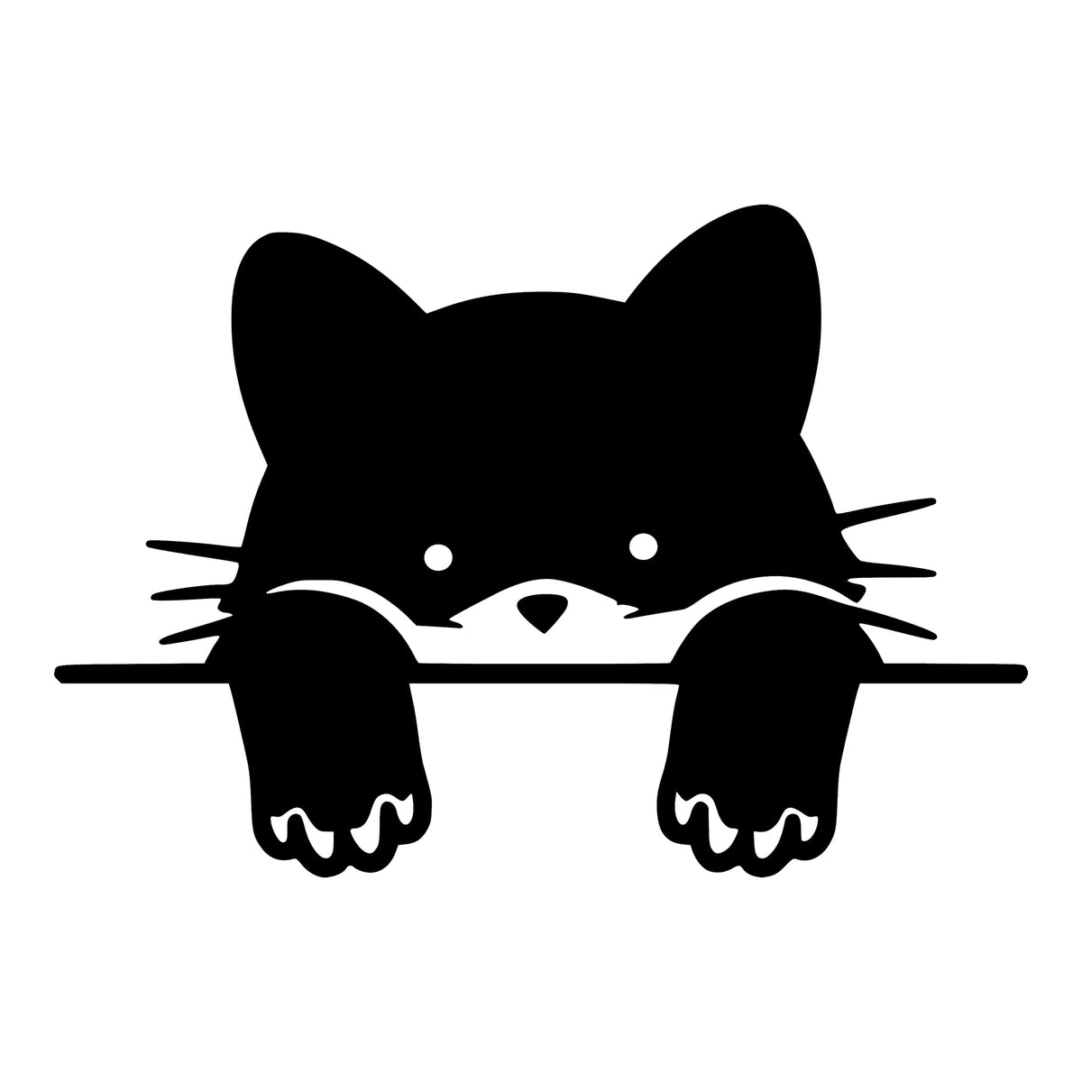 Peeking Cat decal design in black on a white background