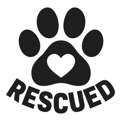 Rescued Paw decal design in black on a white background