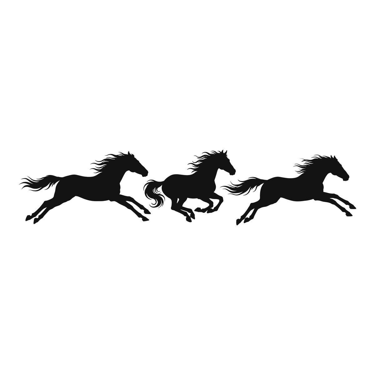 Running Horses decal design in black on a white background