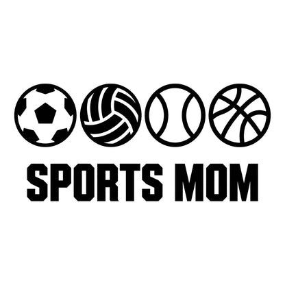 Sports Mom decal design in black on a white background