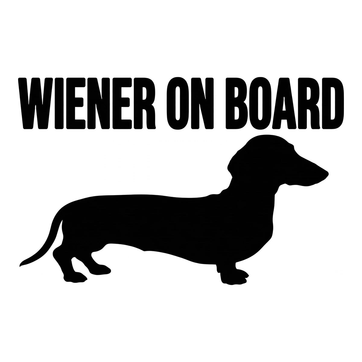 Wiener On Board decal design in black on a white background