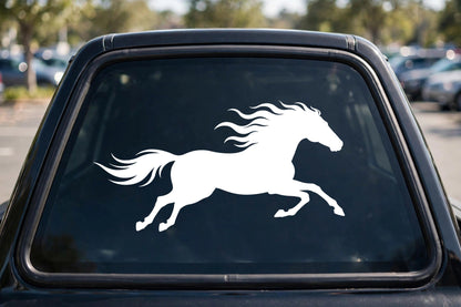Running Horse decal applied to a truck rear window