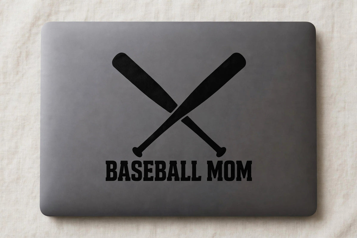 Baseball Mom decal applied to a tablet back