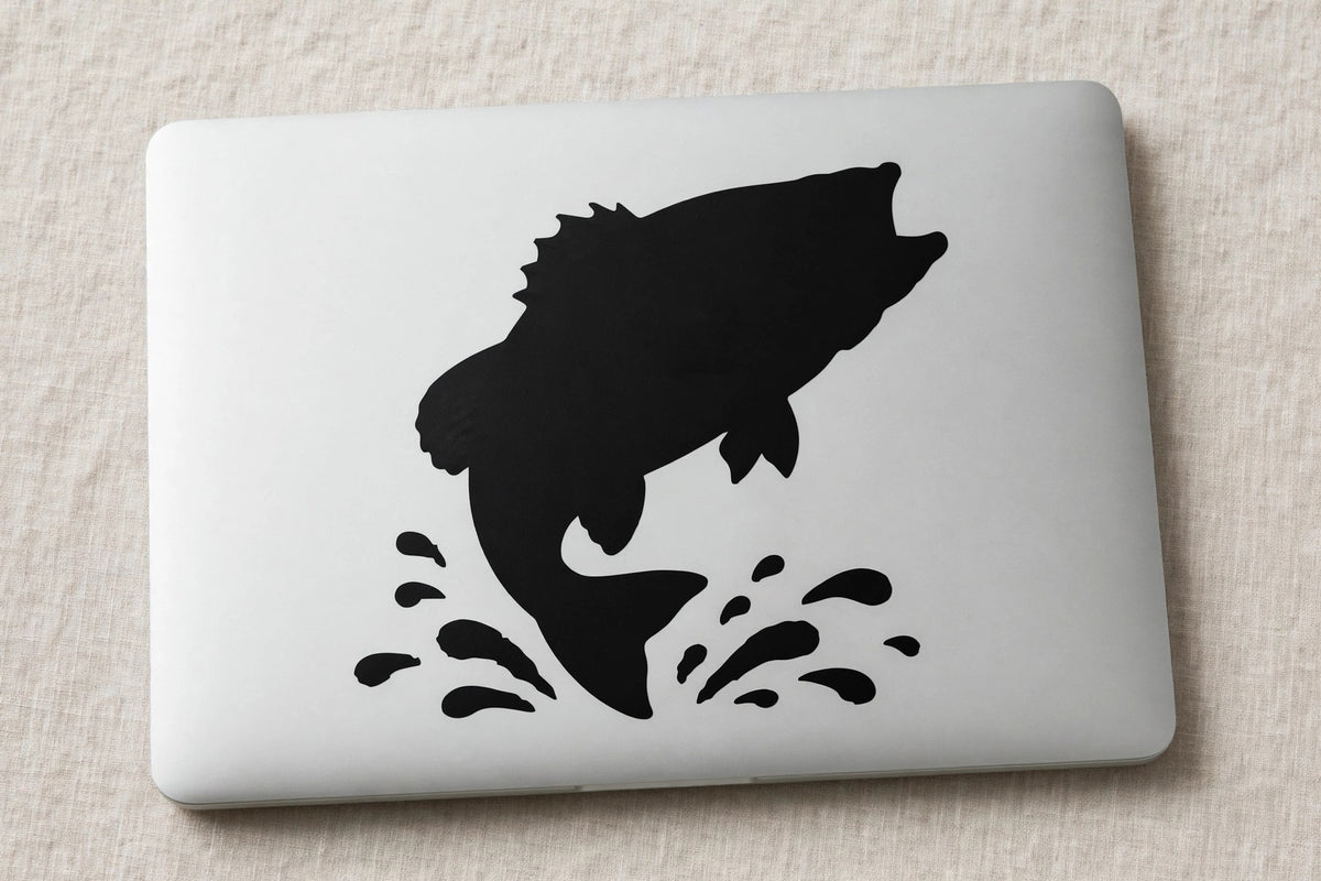 Largemouth Bass decal applied to a tablet back