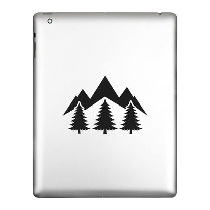 Pine Tree Mountain decal applied to a tablet back