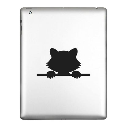 Peeking Raccoon decal applied to a tablet back
