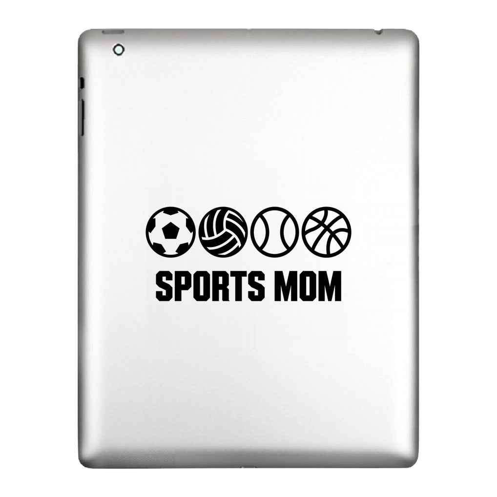 Sports Mom decal applied to a tablet back