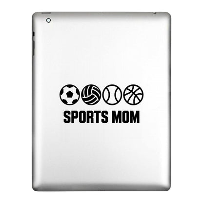 Sports Mom decal applied to a tablet back