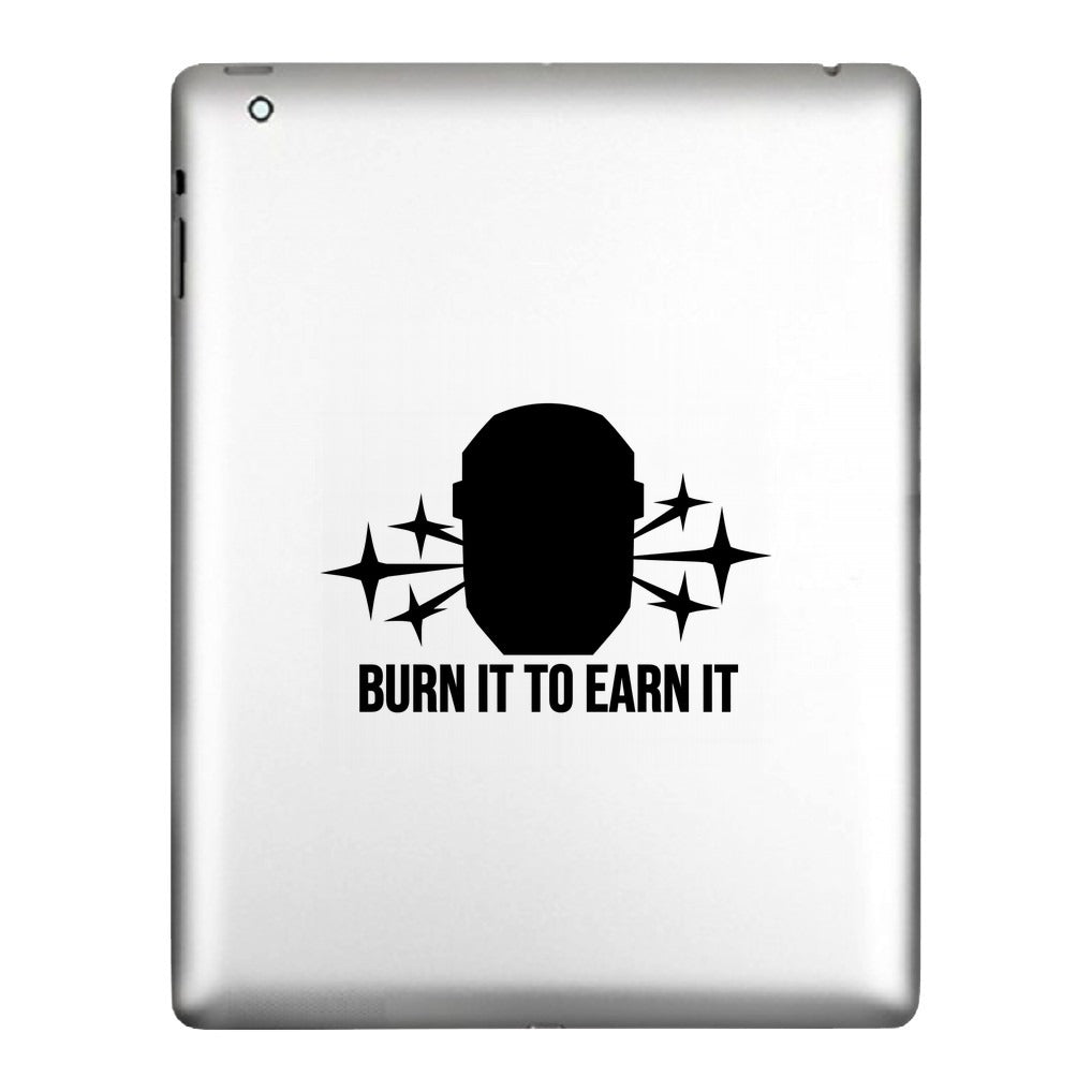 Welder decal applied to a tablet back