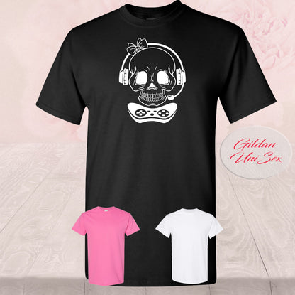 Gamer Skull Girl, Controller Headset, Shirt